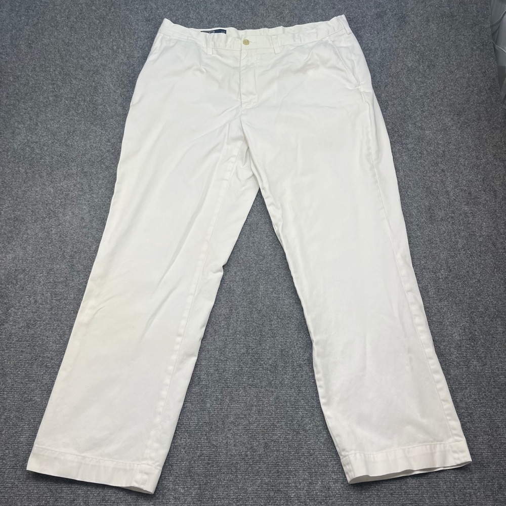 Vtg Polo Ralph Lauren Men Preston Pant White Cotton Chino Trousers 36x30